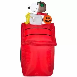 Gemmy Airblown Inflatable Snoopy Flying Ace on Dog House, Self-Inflates, G-22933