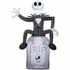 Gemmy Airblown Inflatable Jack Skellington on Tombstone, Self-Inflates, G-74039