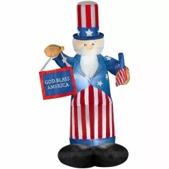 Gemmy Airblown Inflatable Uncle Sam with Flag and Banner, 6 ft., G-335011