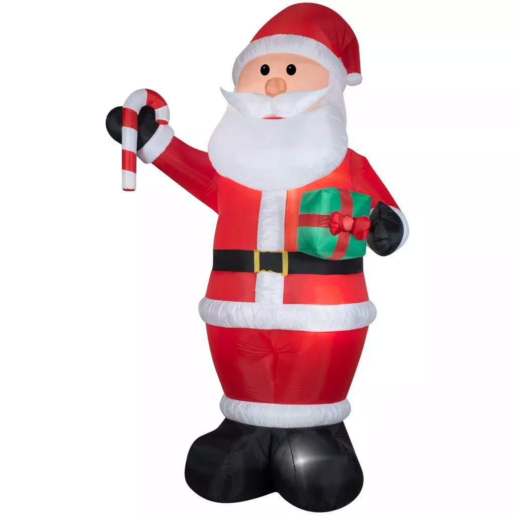 Gemmy Airblown Inflatable Santa with Gift and Candy Cane 3 Gemmy Airblown Inflatable Santa with Gift and Candy Cane