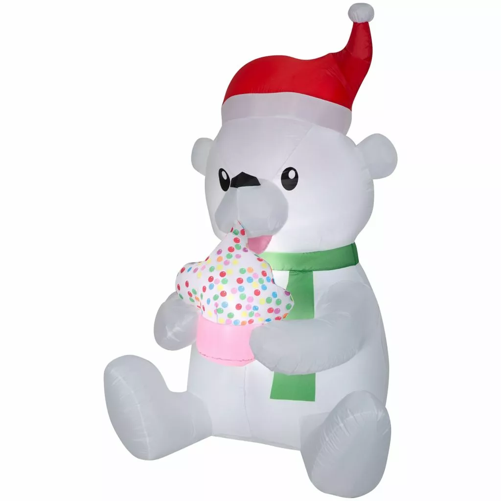 Gemmy Animated Inflatable Polar Bear with Cupcake 3 Gemmy Animated Inflatable Polar Bear with Cupcake