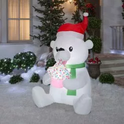 Gemmy Animated Inflatable Polar Bear with Cupcake 5 Gemmy Animated Inflatable Polar Bear with Cupcake -Deals Gemmy Store 1572775 A1