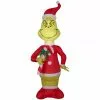 Gemmy Airblown Grinch with Red and White Candy Cane Decor, G-114904