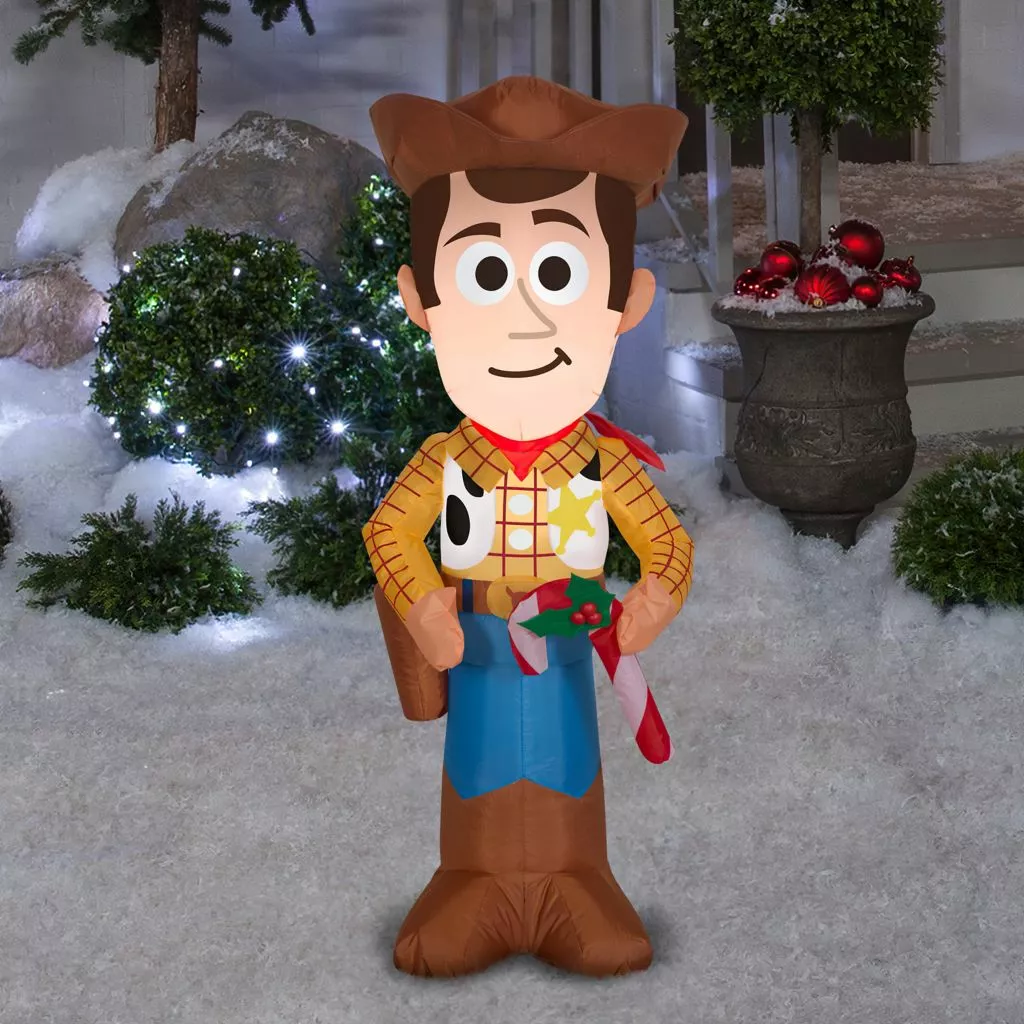 Gemmy Airblown Stylized Woody with Candy Cane Decor, G-115169 4 Gemmy Airblown Stylized Woody with Candy Cane Decor, G-115169 - Image 2
