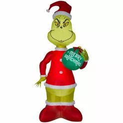 Gemmy Airblown Inflatable Grinch with Ornament, Giant Size, Dr. Seuss