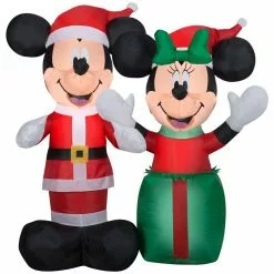 Gemmy Airblown Inflatable Santa Mickey and Minnie Scene, Disney