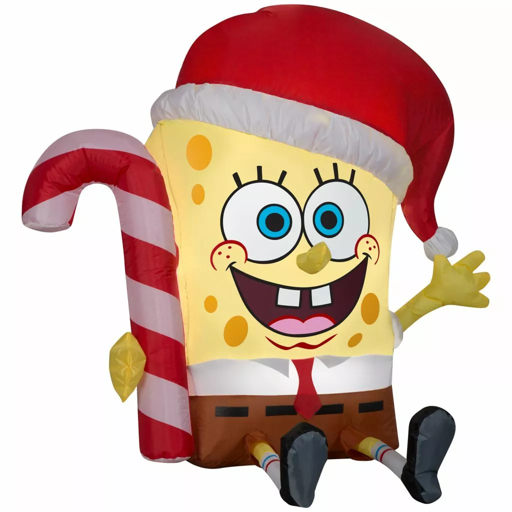 Gemmy Airblown Inflatable SpongeBob with Candy Cane, Nickelodeon 3 Gemmy Airblown Inflatable SpongeBob with Candy Cane, Nickelodeon