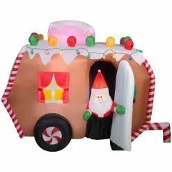 Gemmy Animated Airblown Inflatable Gingerbread Trailer