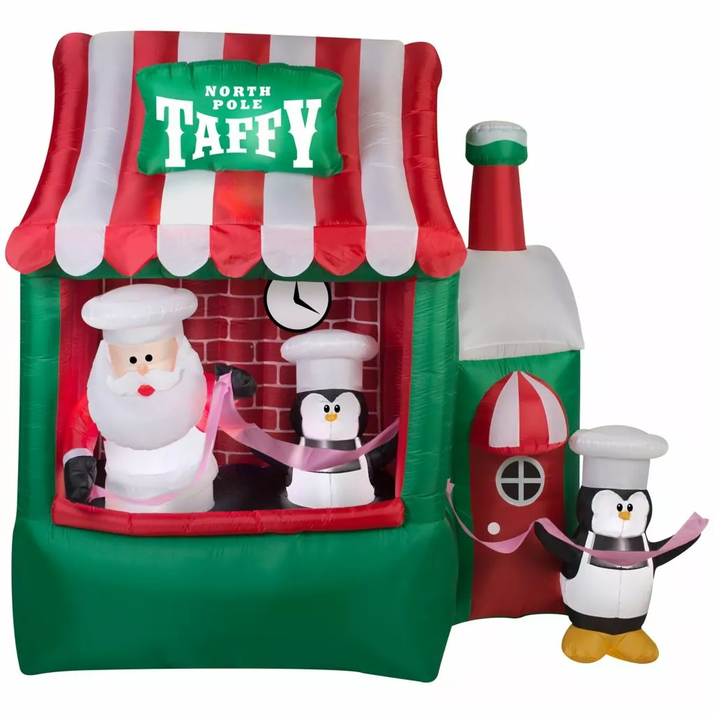 Gemmy Animated Airblown Inflatable North Pole Taffy Stand 3 Gemmy Animated Airblown Inflatable North Pole Taffy Stand