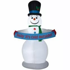Gemmy Animated Airblown Inflatable Snowman with Banner