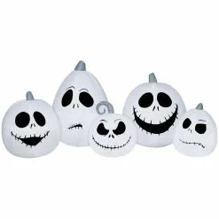 New! Gemmy Airblown Inflatable Jack Skellington White Pumpkin Faces Collection Scene