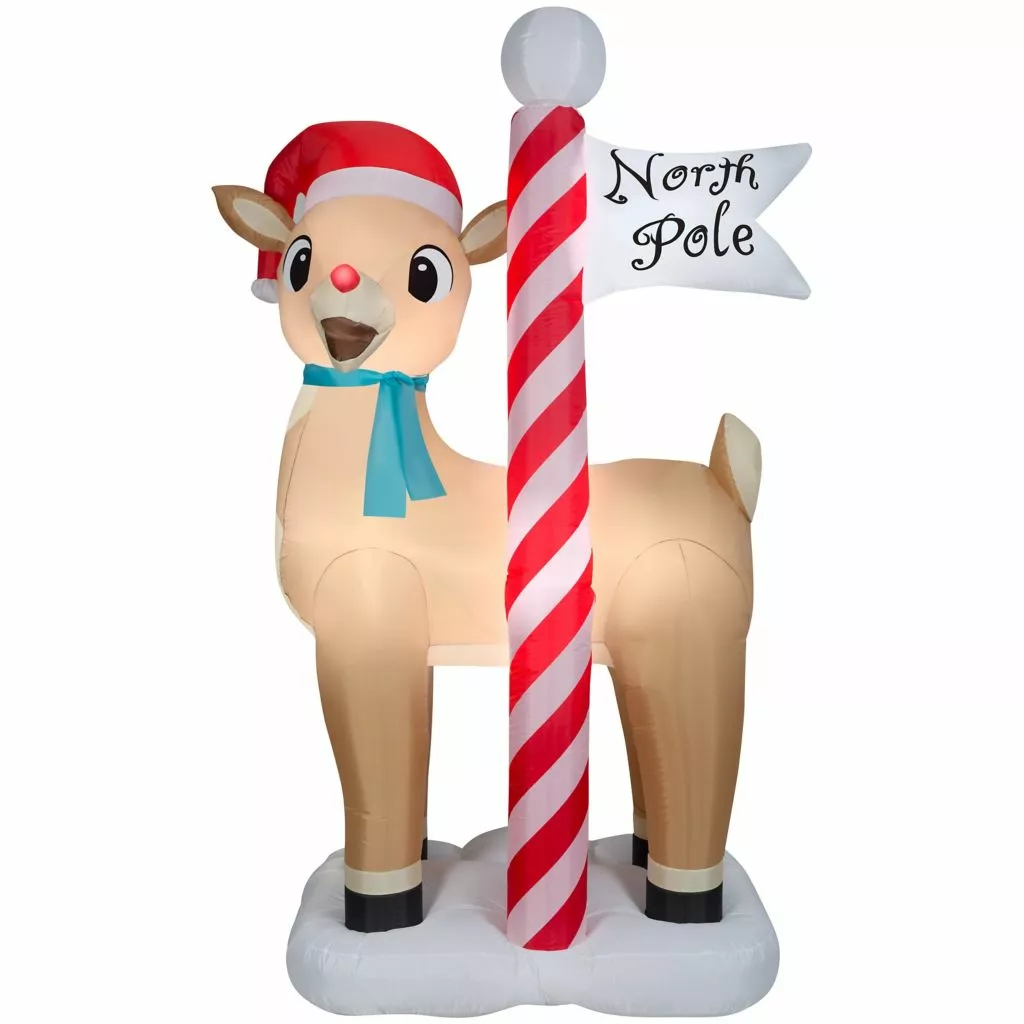 New! Gemmy Airblown Inflatable Rudolph the Red-Nosed Reindeer with North Pole Sign, G-110001 3 New! Gemmy Airblown Inflatable Rudolph the Red-Nosed Reindeer with North Pole Sign, G-110001