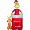New! Gemmy Animated Airblown Inflatable Grinch in Chimney, G-111590
