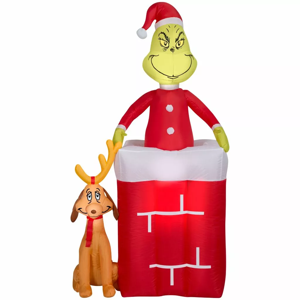 New! Gemmy Animated Airblown Inflatable Grinch in Chimney, G-111590 3 New! Gemmy Animated Airblown Inflatable Grinch in Chimney, G-111590