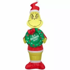New! Gemmy Airblown Inflatable Grinch with Wreath, G-116021