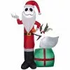 New! Gemmy Airblown Inflatable Jack Skellington as Santa and Zero Wearing Antlers, G-117716 -Deals Gemmy Store 1935142