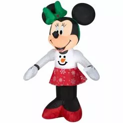 New! Gemmy Airblown Inflatable Minnie Mouse in Snowman Sweater and Snowflake Skirt, G-119258