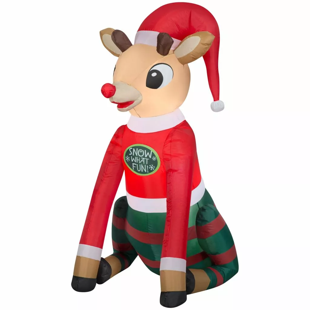 New! Gemmy Airblown Inflatable Rudolph the Red-Nosed Reindeer in Christmas PJs, G-119305 3 New! Gemmy Airblown Inflatable Rudolph the Red-Nosed Reindeer in Christmas PJs, G-119305