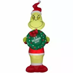 New! Gemmy Airblown Inflatable Grinch with Wreath, G-119314