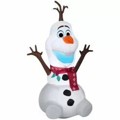 New! Gemmy Airblown Inflatable Olaf with Red Scarf, G-119634